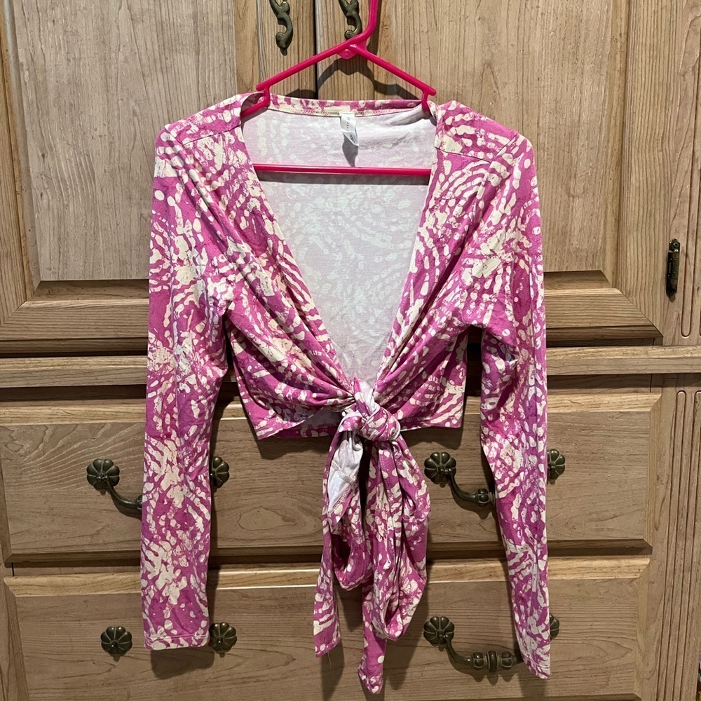 Daily Practice by Anthropologie Wrap Crop Top – Pink & Beige – Size Small - Picture 6 of 8